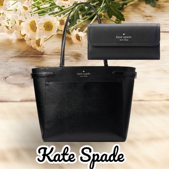 kate spade Handbags - Kate Spade Black Leather Tote & Wallet Set NWT